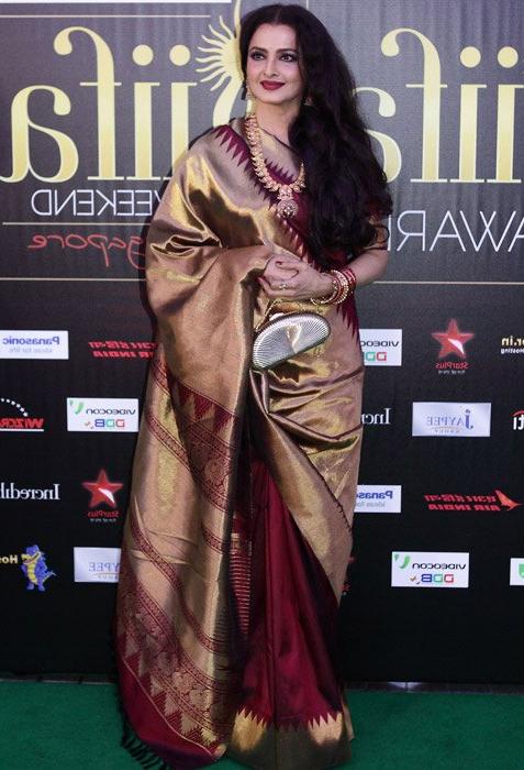 Free Download Rekha's signature Kancheevaram silk sari had us going green with envy. Stunning isn't she? 908 Wallpaper HD FREE (Download 908 HD wallpaper FREE)